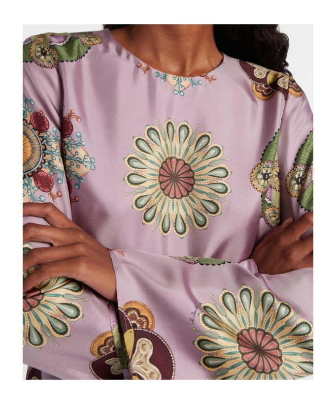 La Doublej Supremes Swing Silk Twill Minidress In Multi