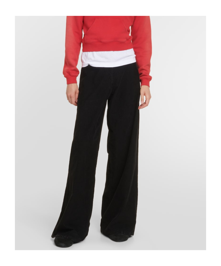 The Row Chan Cotton Corduroy Wide-leg Pants In Black