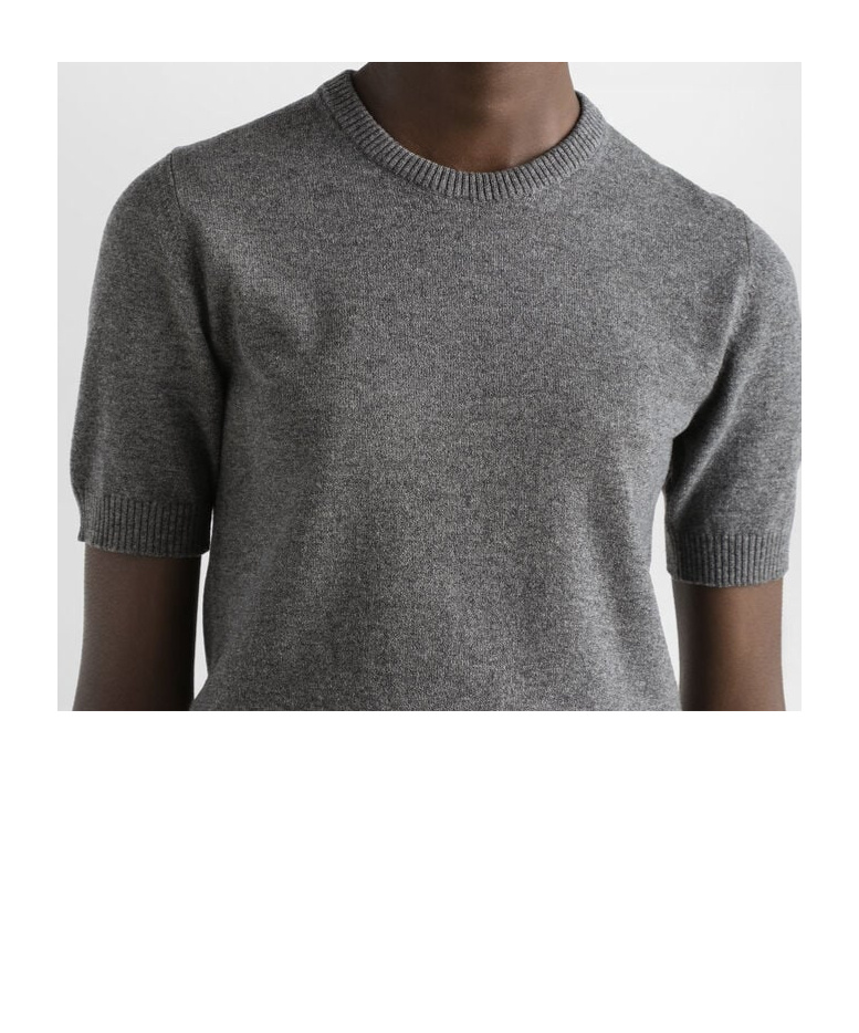 Dolce & Gabbana Short-sleeve Cashmere Sweater In Gray