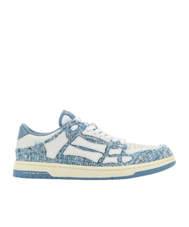 Amiri Two-tone Boucle Skel Sneakers In Blue