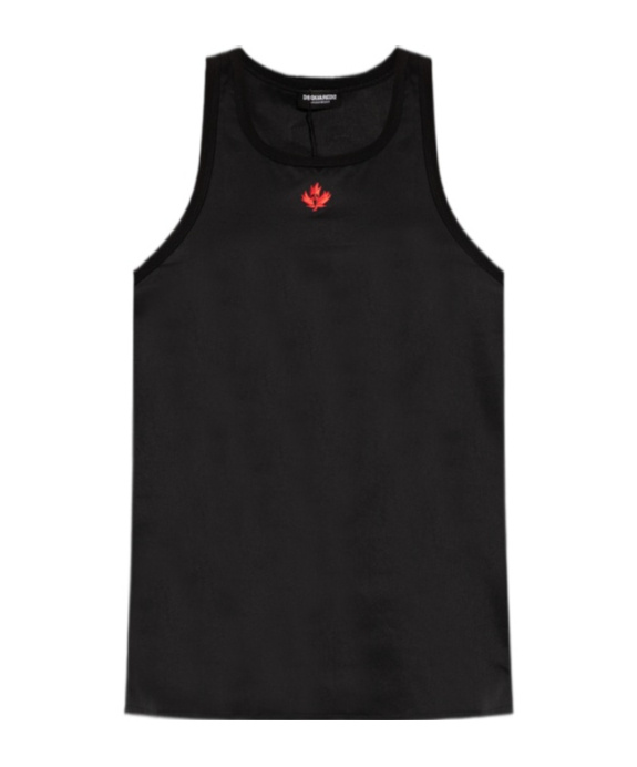 Dsquared2 Embroidered-logo Cotton Top In Black