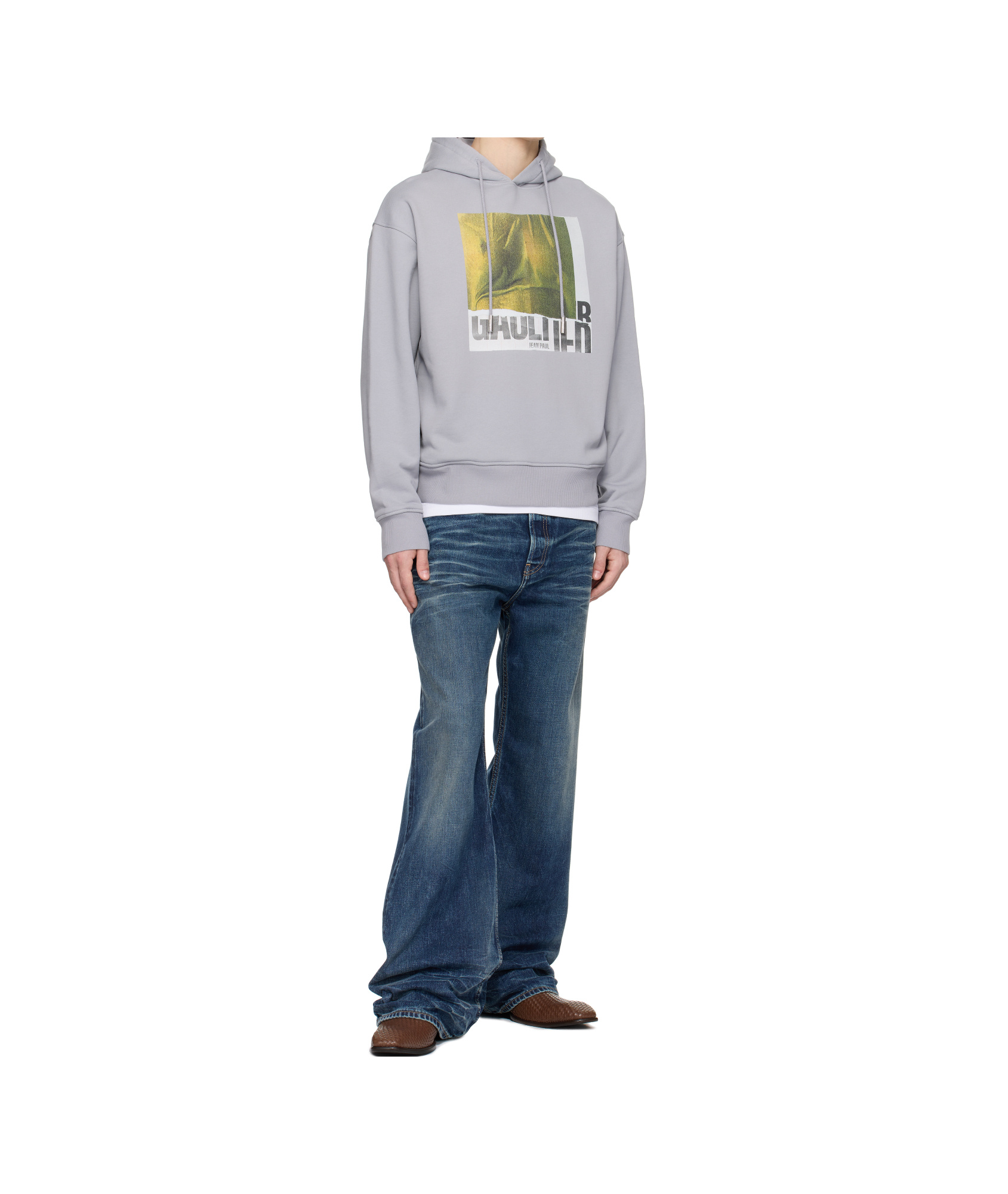 Jean Paul Gaultier Ssense Exclusive Gray Cotton Printed Water Hoodie