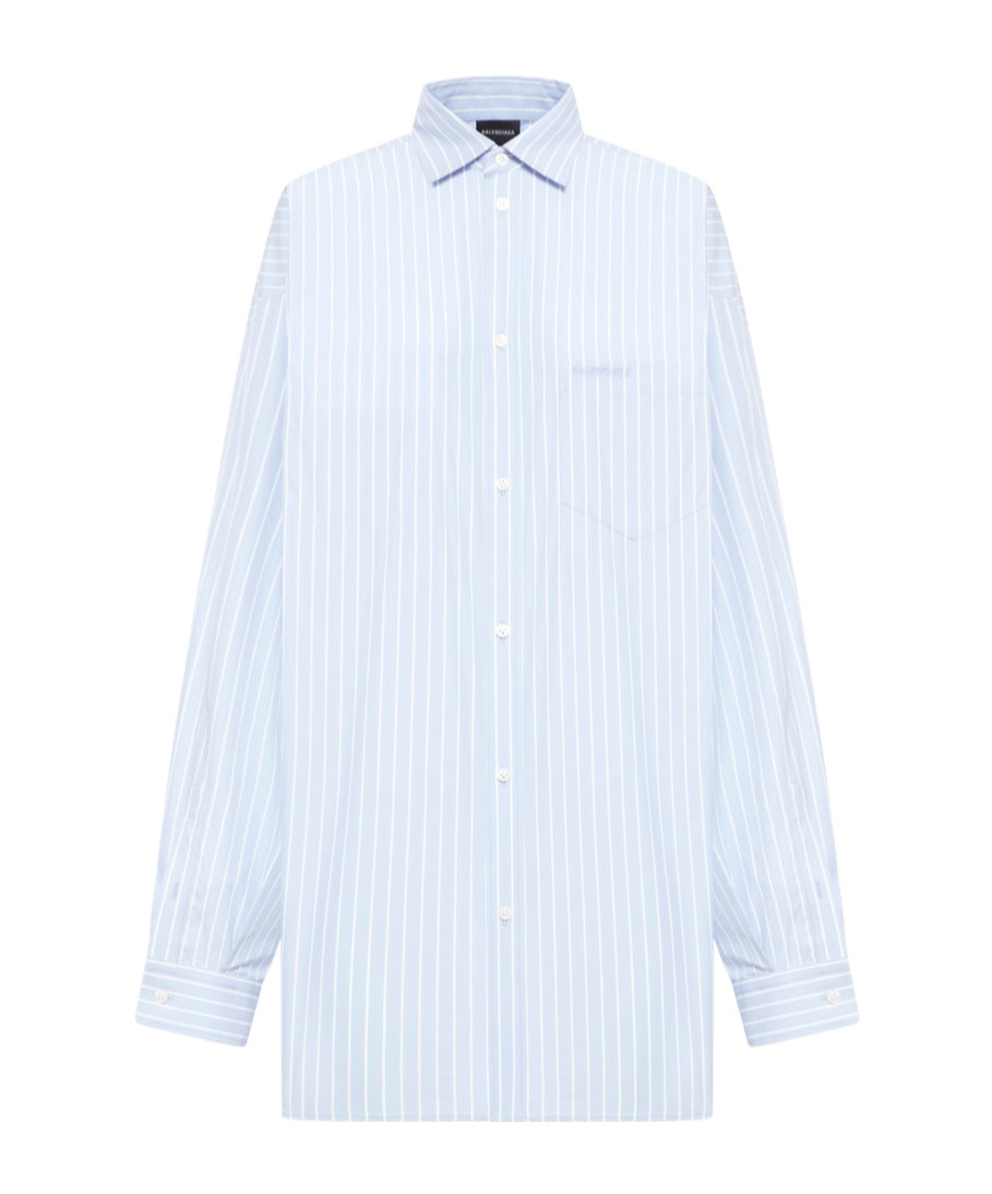 Balenciaga Asymmetric Shirt With Logo Embroidery In White