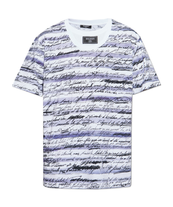 Shop Balmain Love Letter Mariniere T-shirt In White