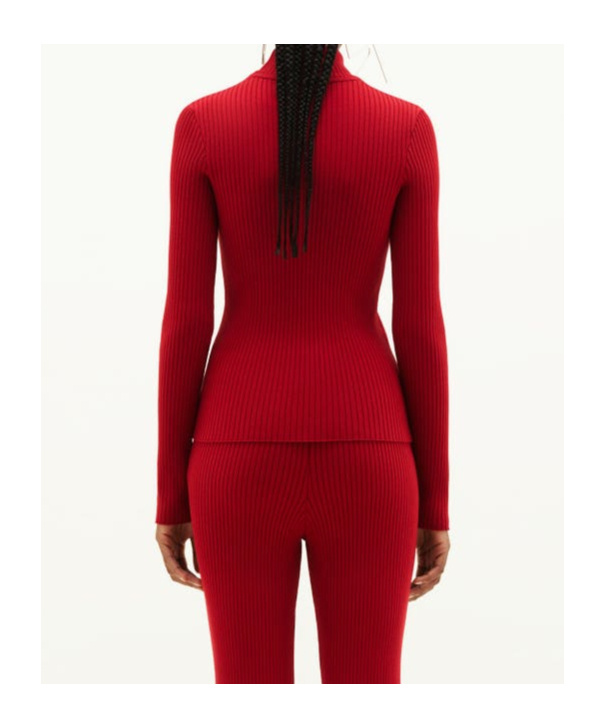 Courrèges Logo-embroidered Roll-neck Jumper In Red