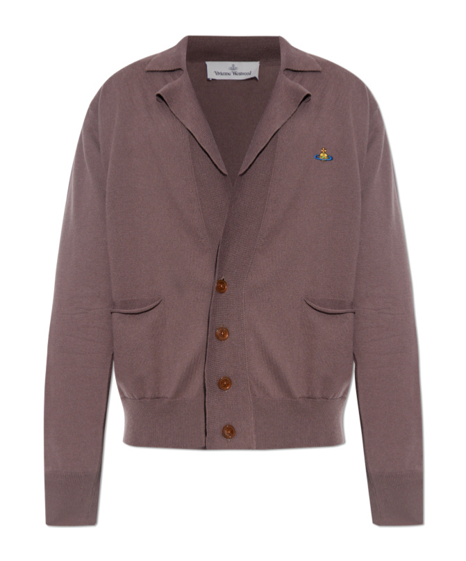 Vivienne Westwood Orb-embroidered Button-down Cardigan In Black