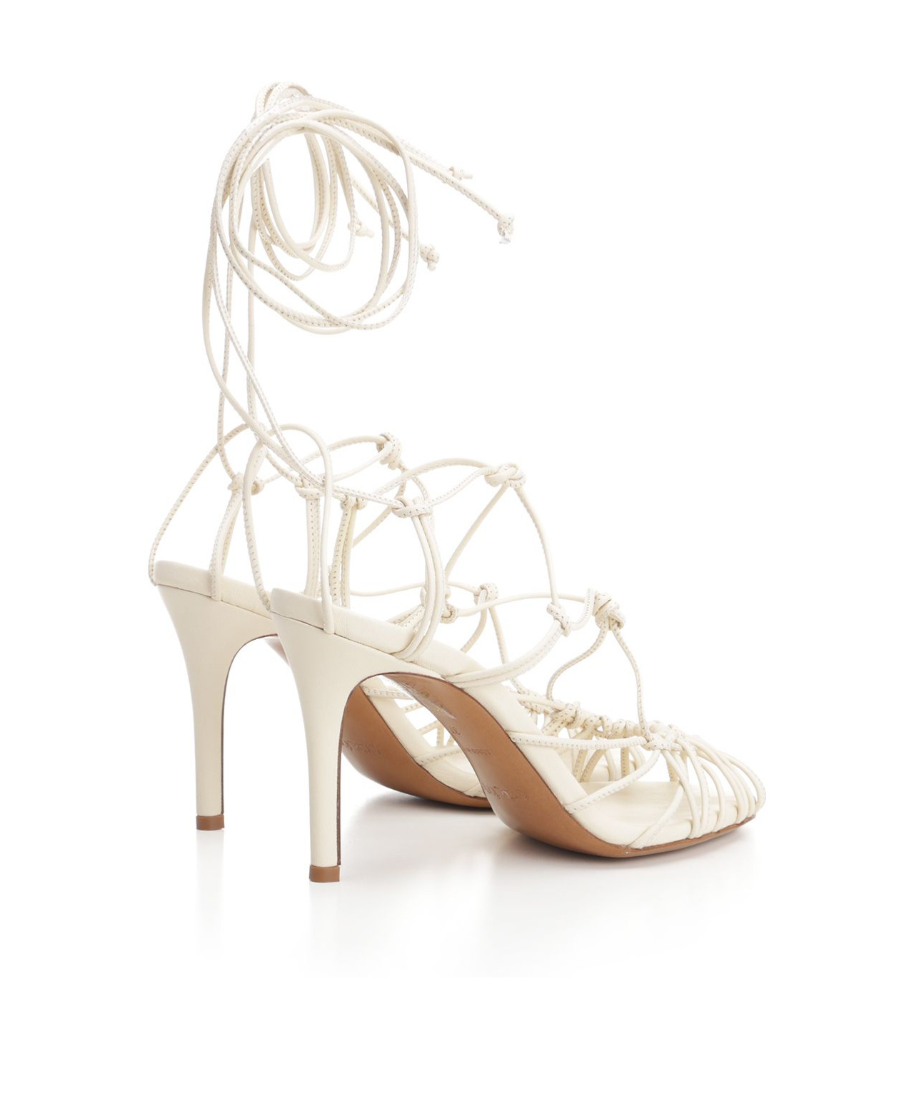 Shop Forte Forte Thin Heel Sandals With Leather Tubular Laces In White