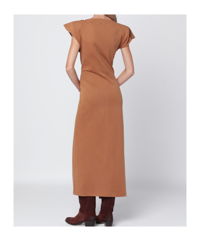 Isabel Marant Nadela Asymmetric Gathered Cotton-jersey Maxi Dress In Gold