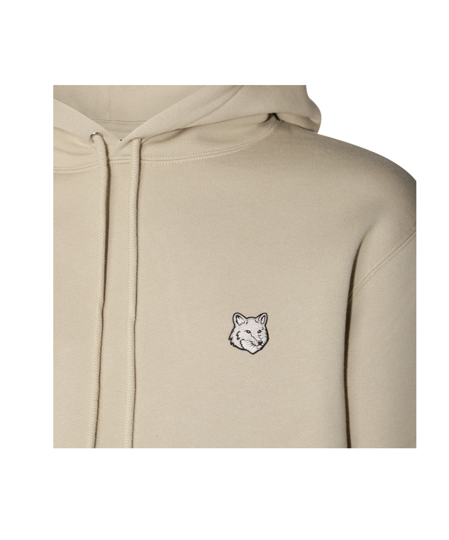 Shop Maison Kitsuné Bold Fox Head Patch Drawstring Hoodie In Nude