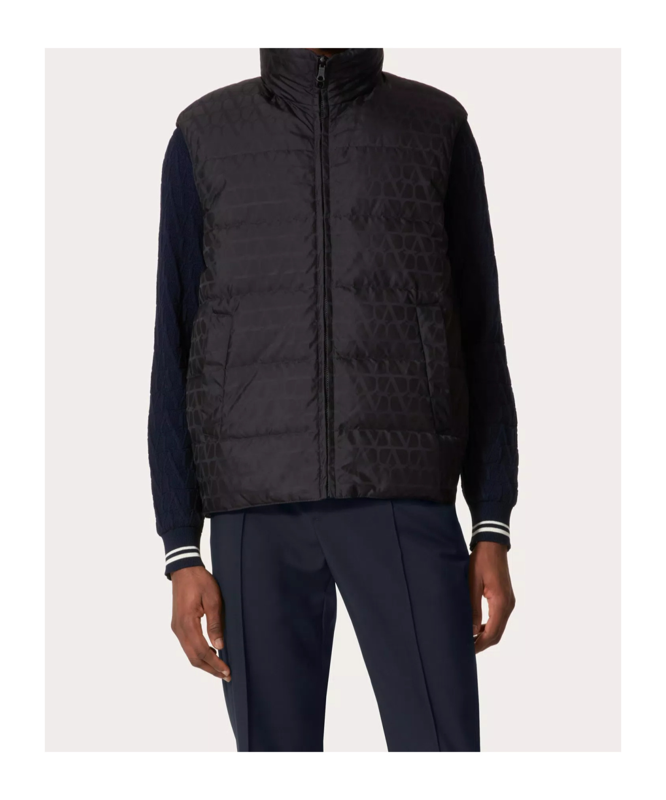 Valentino Iconographe High Neck Padded Quilted Vest In Black