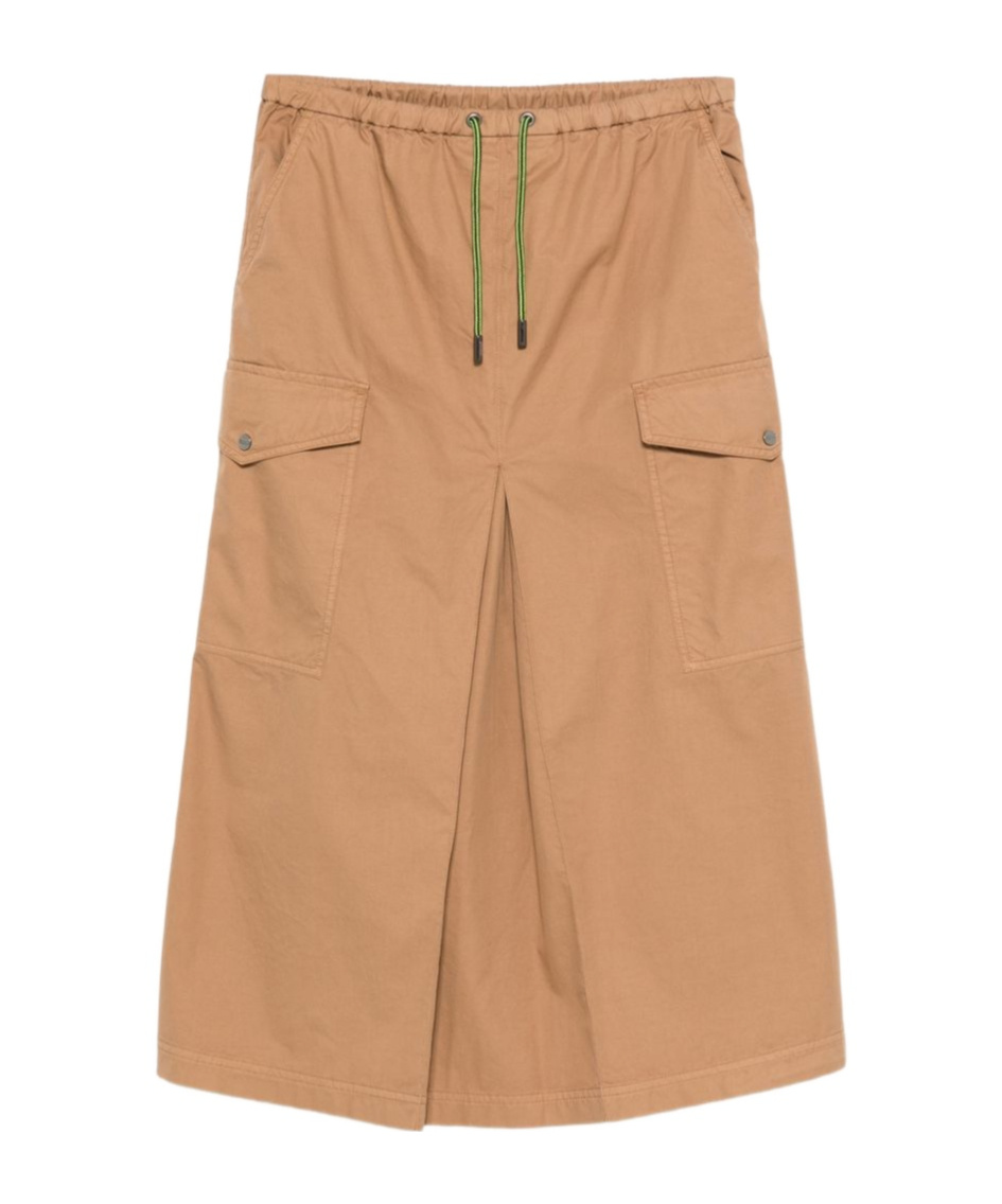 Herno Gonna Midi In Cotone Beige Con Tasche In Brown