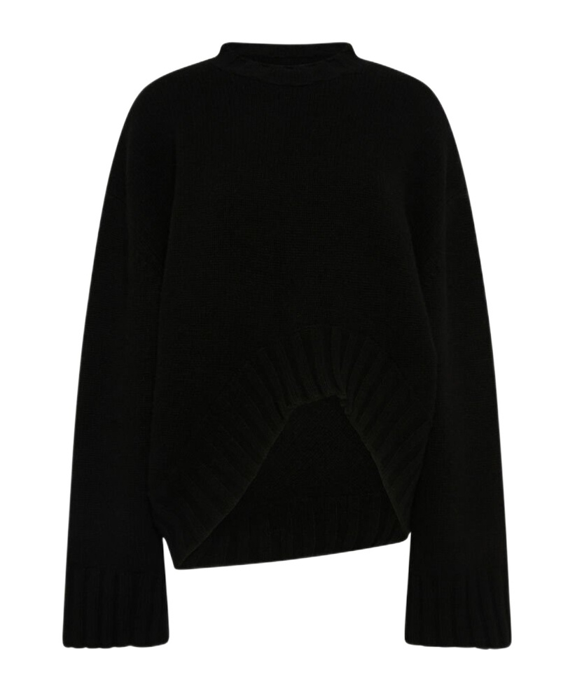 Attico Round-neck And Long-sleeved Sweater In Black