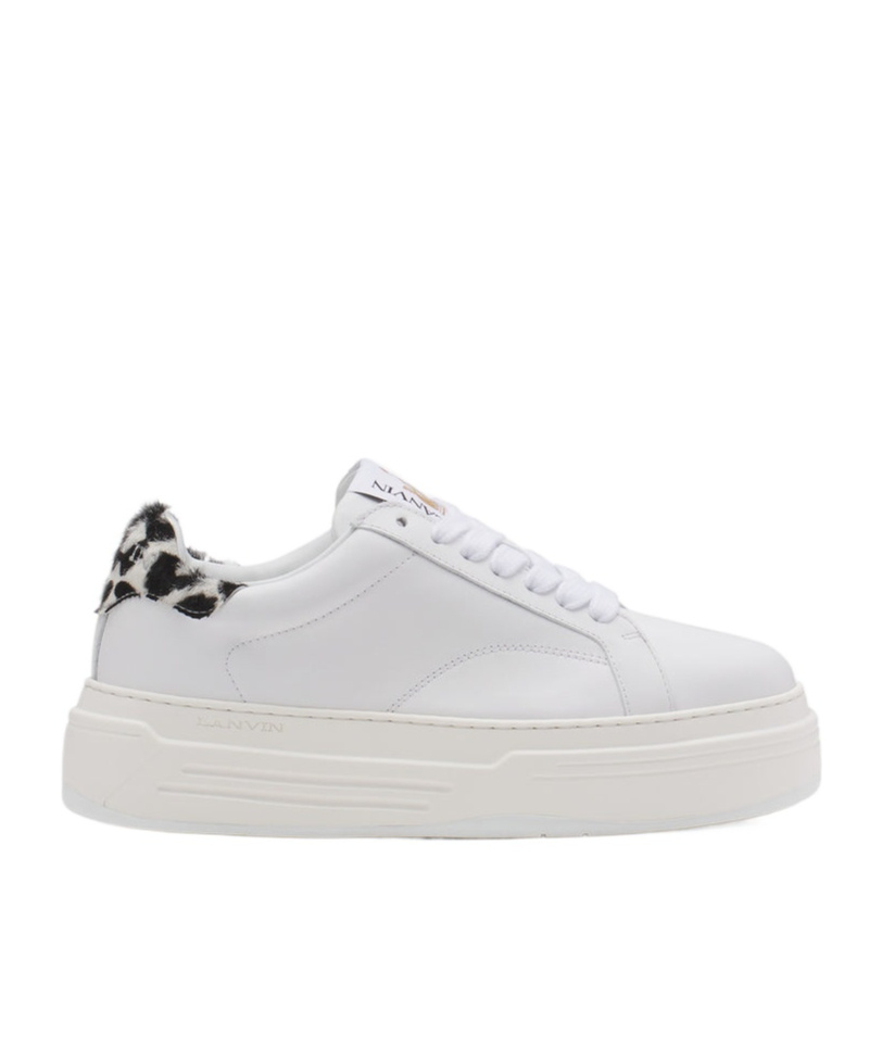 Lanvin Ddb0 Leather Platform Sneakers For Women In White