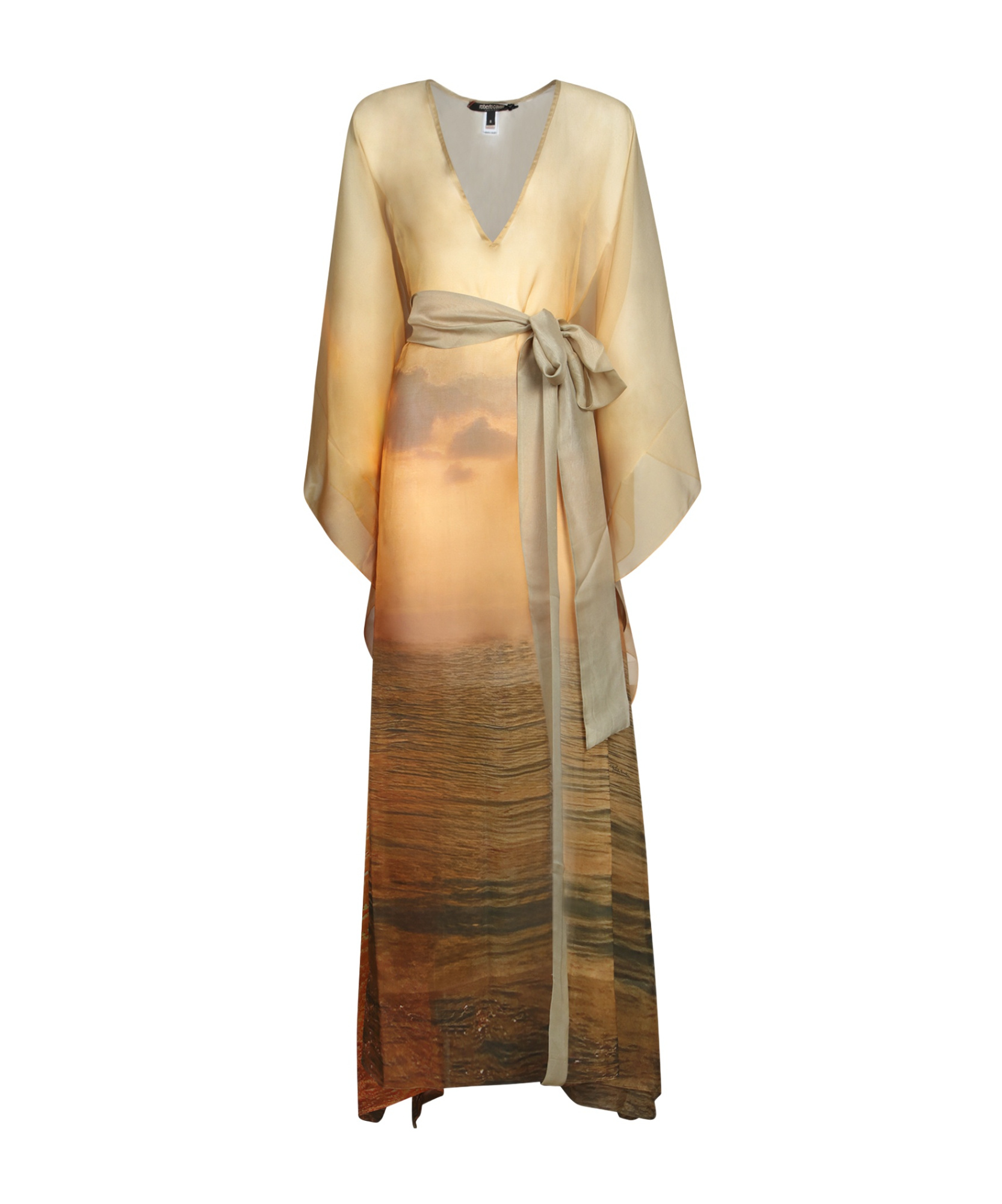 Roberto Cavalli Silk Dress With Sunset-inspired Print In Orange