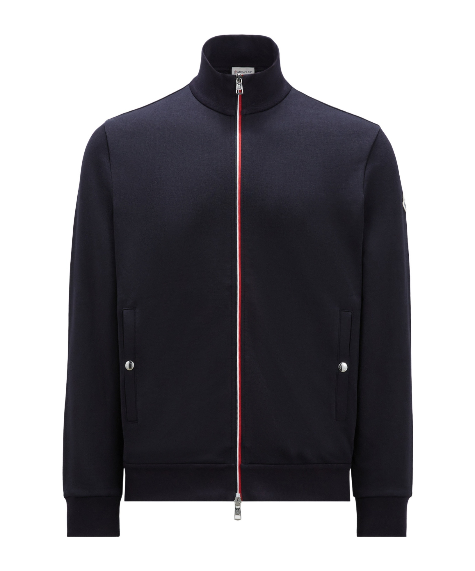 Moncler Tricolour-trim Cotton Sweatshirt In Blue