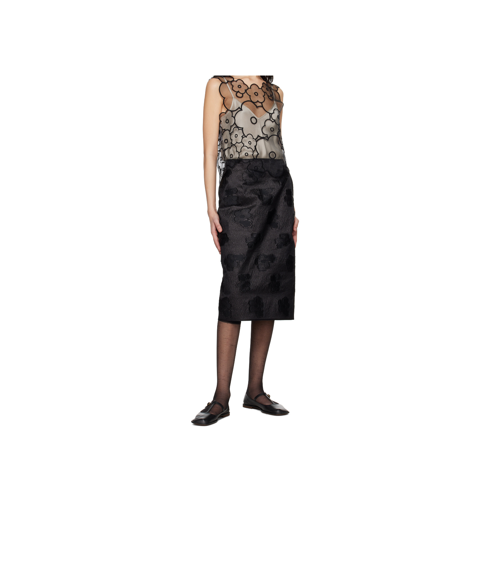 Cecilie Bahnsen Gonna Allegra In Misto Seta Nera  Donna
