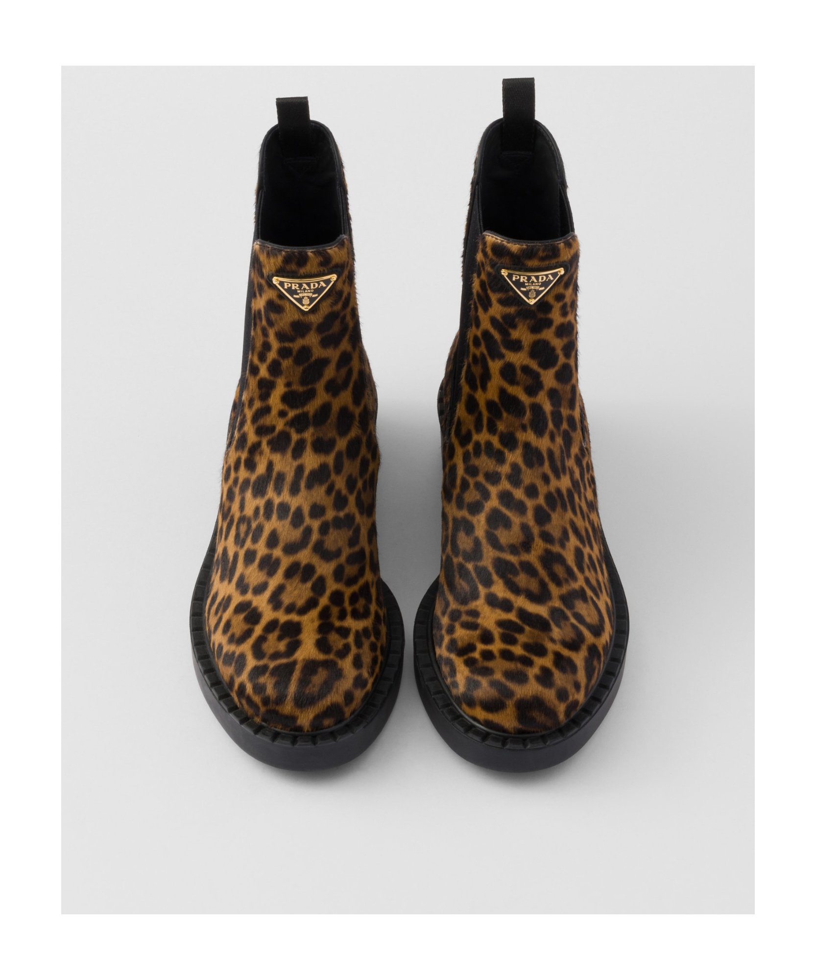 Shop Prada Printed Leather Chelsea Boots In Black