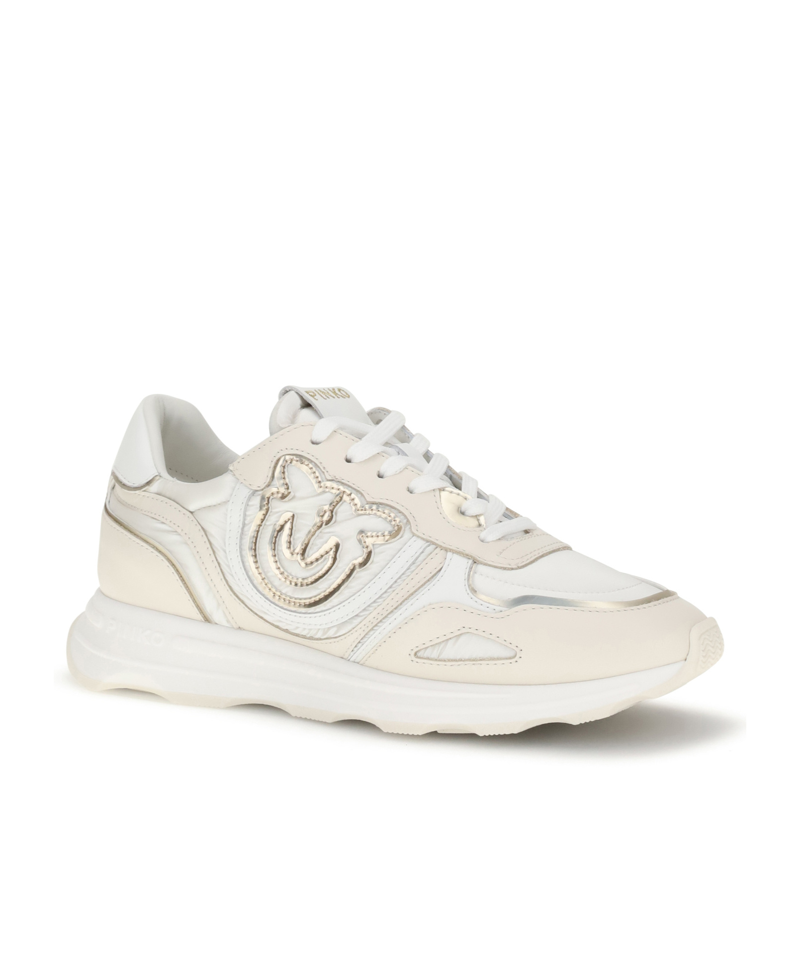 Pinko Zoe Logo-detail Leather Sneakers In Neutral