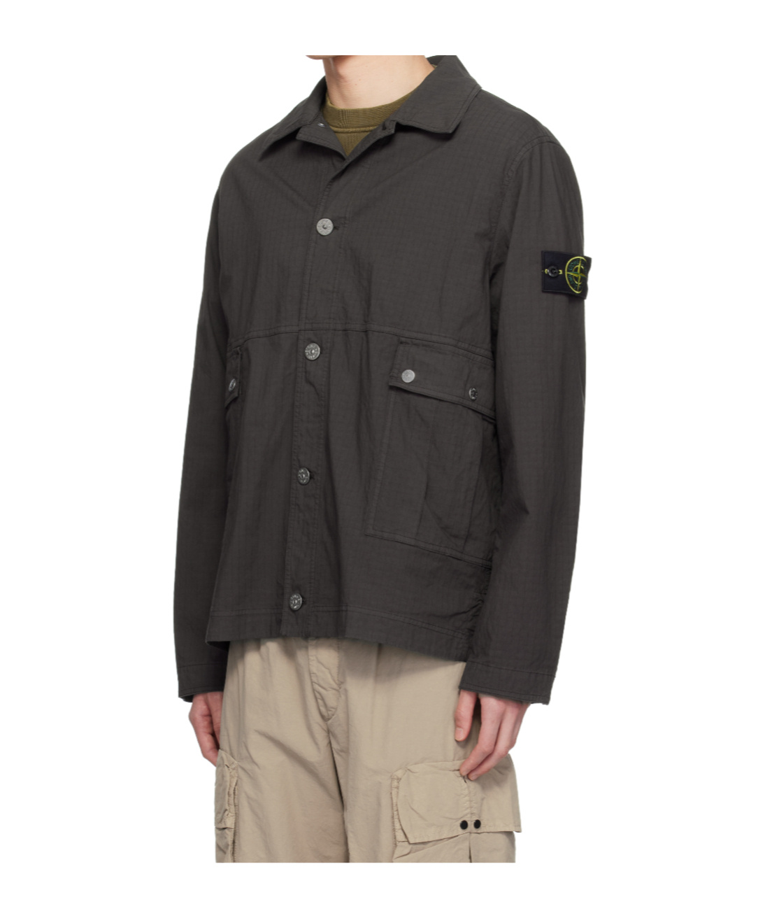 Stone Island Gray Mil-spec Stretch Ripstop-tc Jacket In Brown