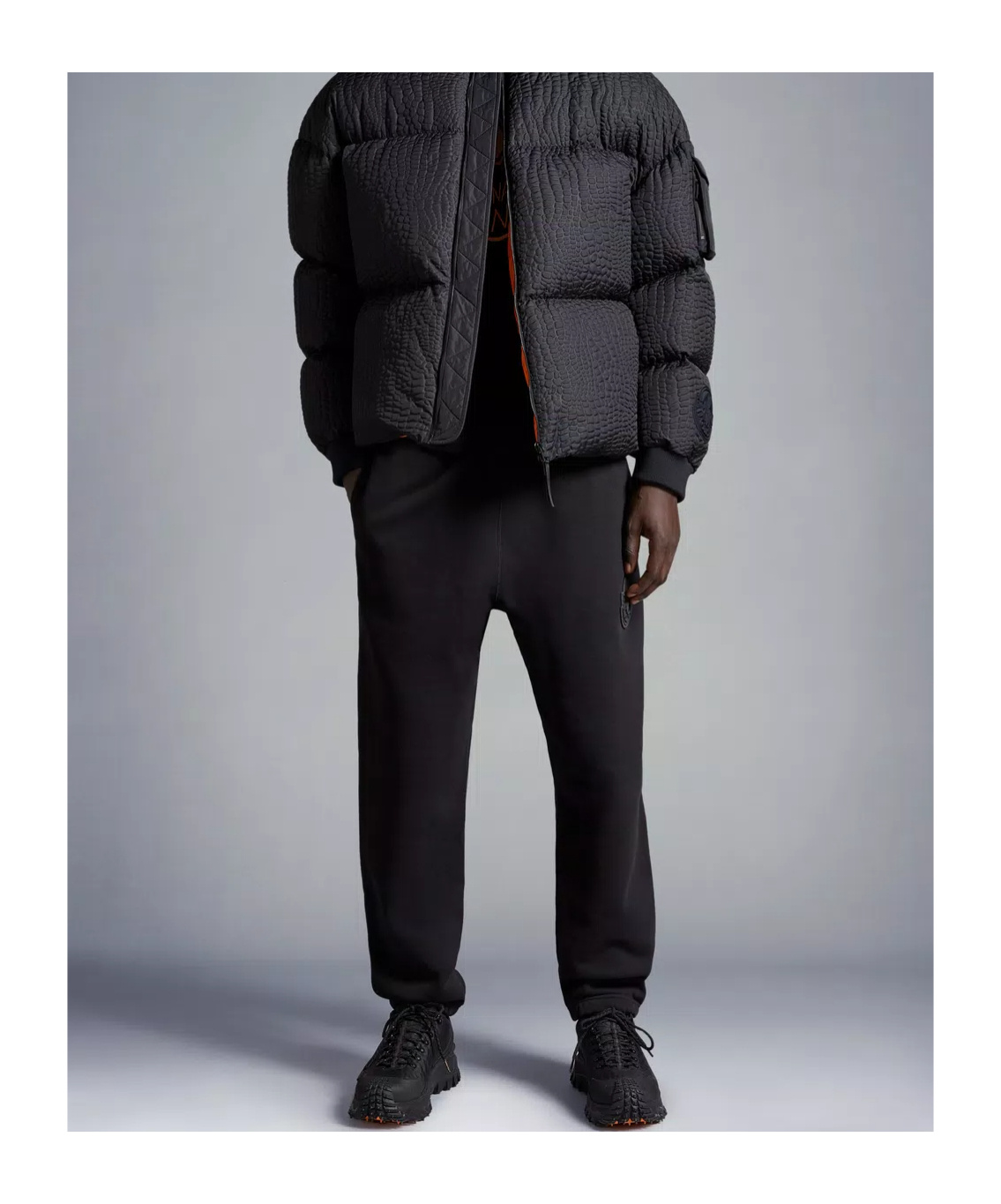Moncler Logo Sticker Sweatpants In Black