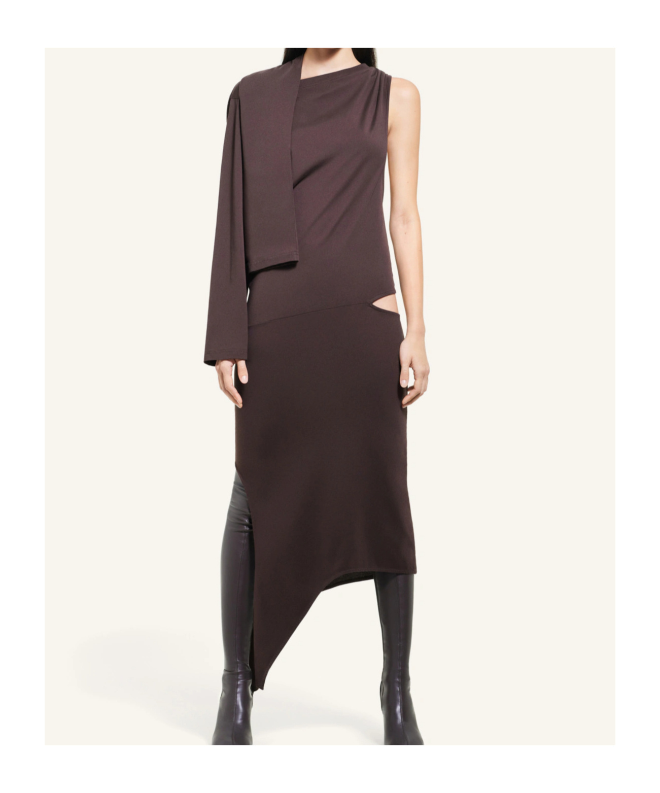 Courrèges Asymmetric Cotton Jersey Dress In Black