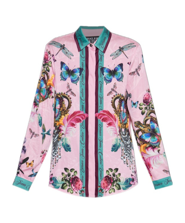 Versace Jeans Floral-print Shirt In Pink