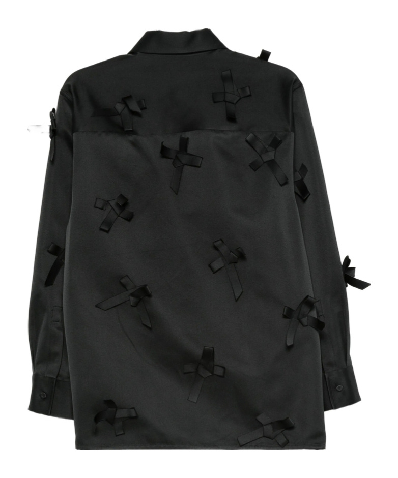 Jil Sander Bow Embellished Button-down Shirt In Black