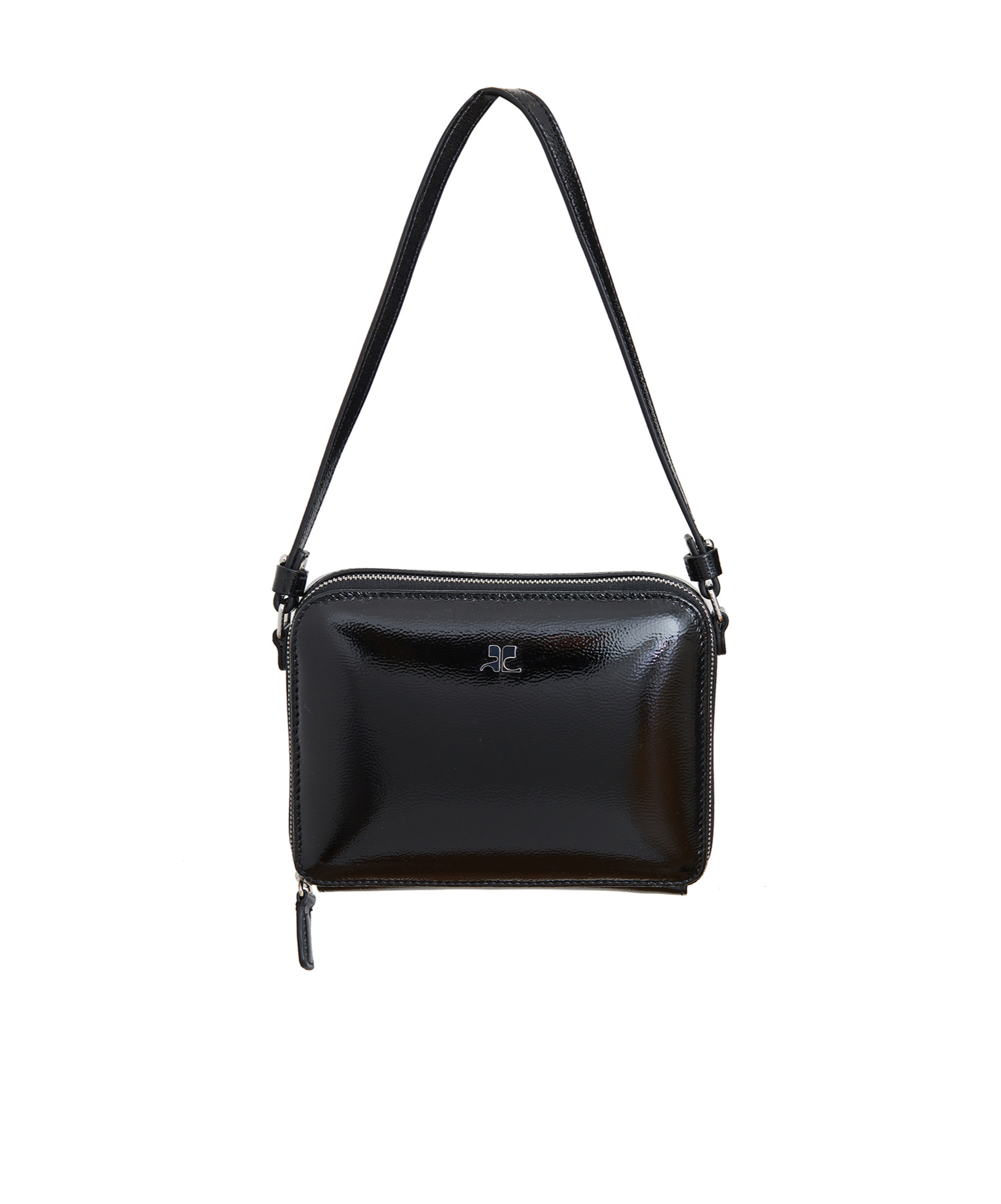 Courrèges Zippered Shoulder Bag In Black