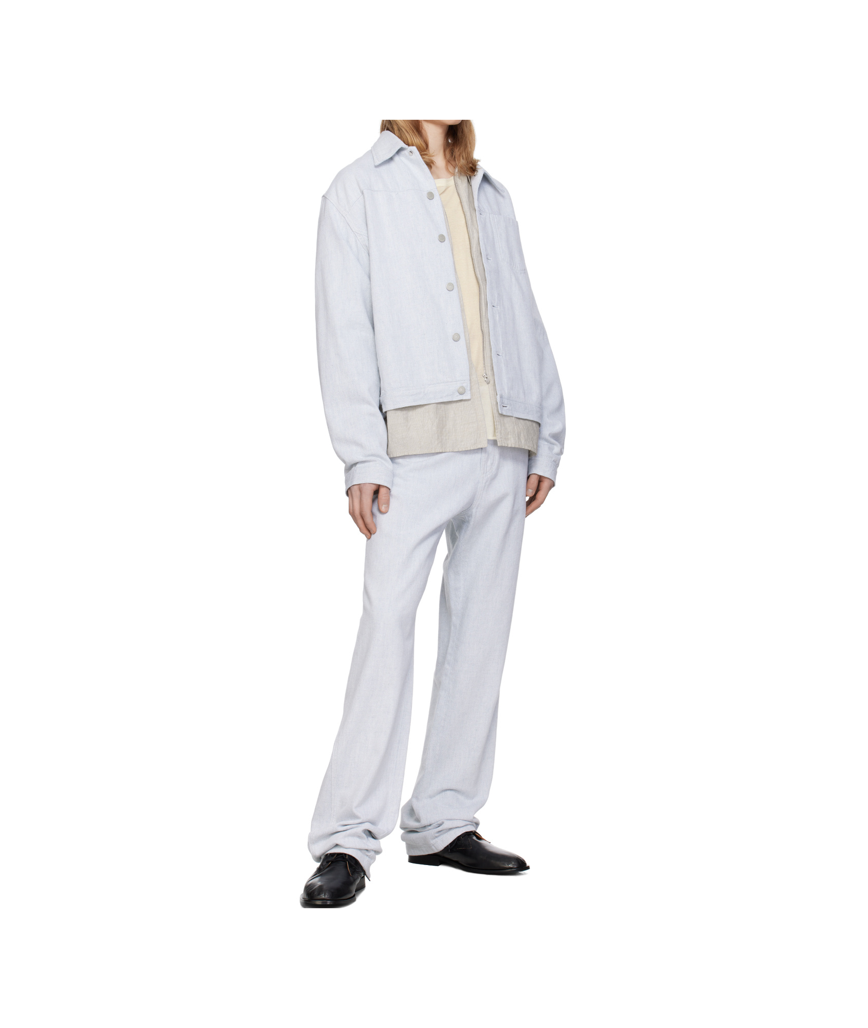 Post Archive Faction (paf) Blue 8.0 Right Denim Jacket In Gray
