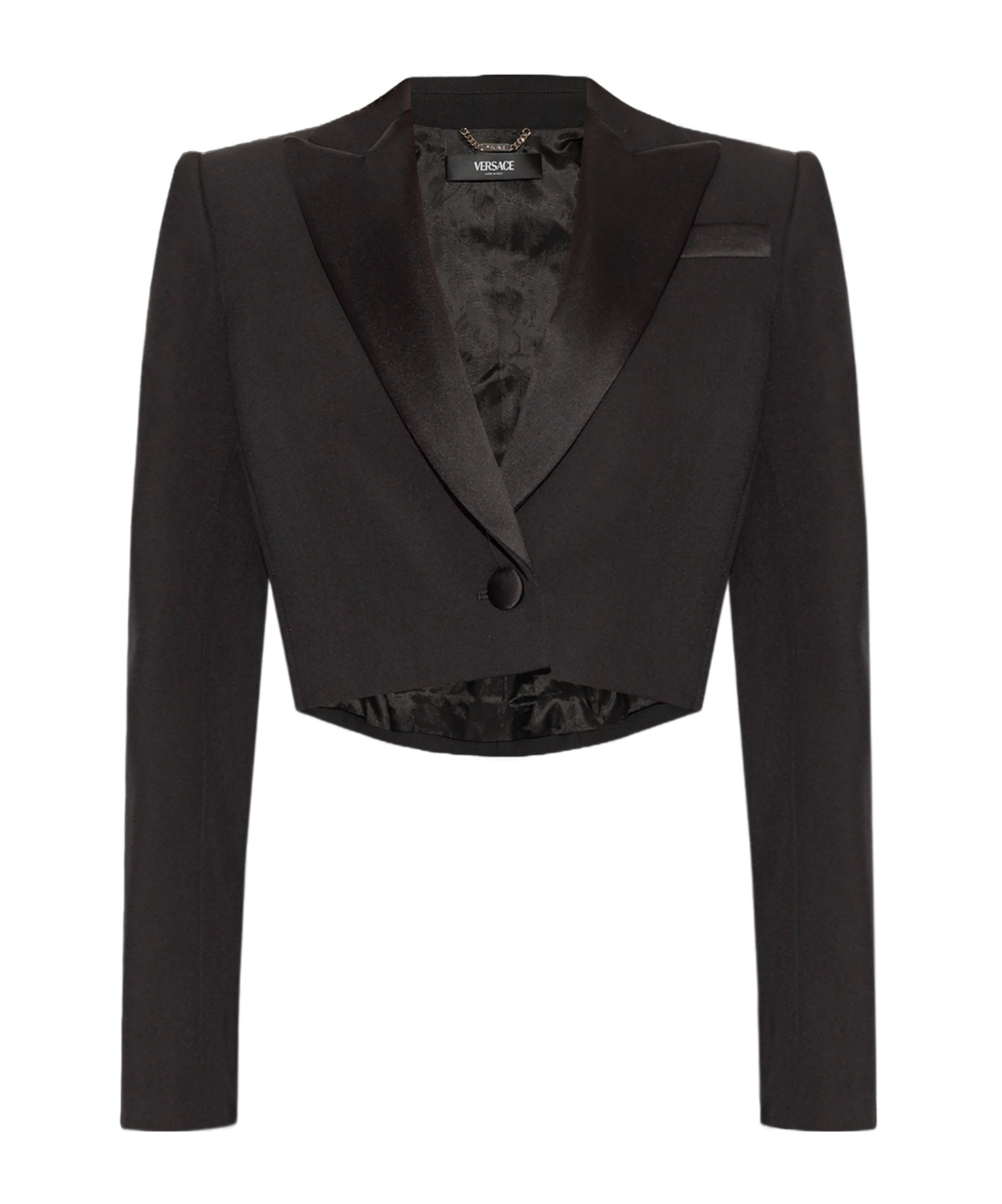 Versace Lapels Tailored Blazer Satin In Black