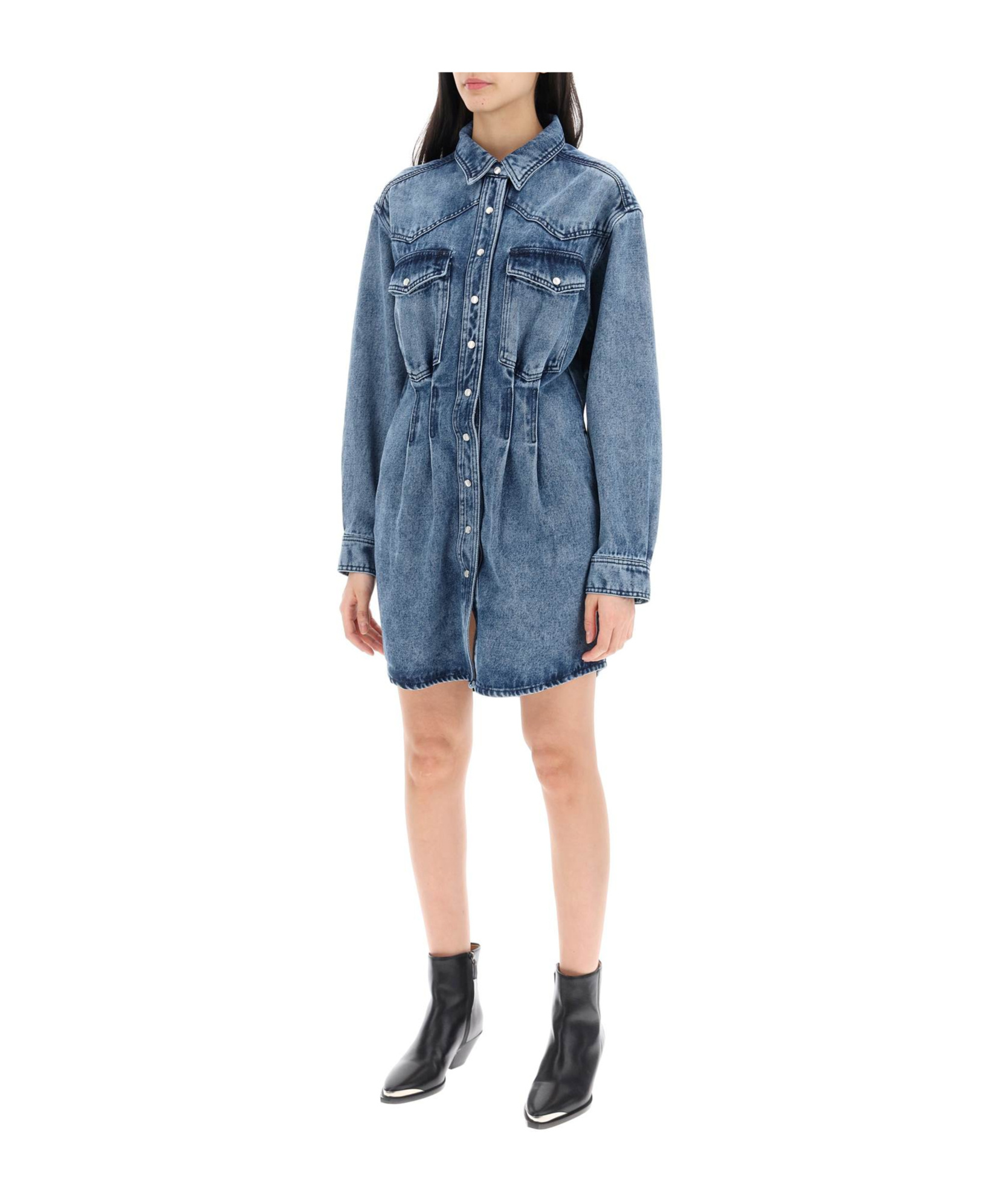 Isabel Marant Liliko Denim Shirt Minidress In Blue