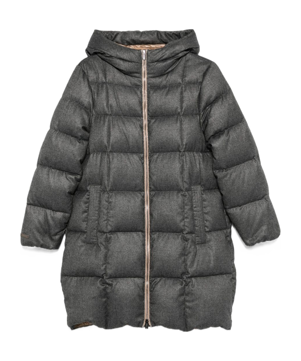 Peserico Hooded Quilted Coat In Green