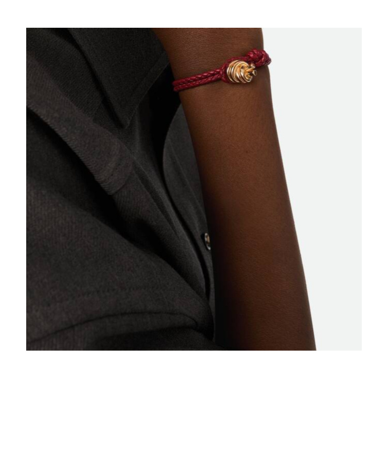 Bottega Veneta Knot Leather Bracelet In Red