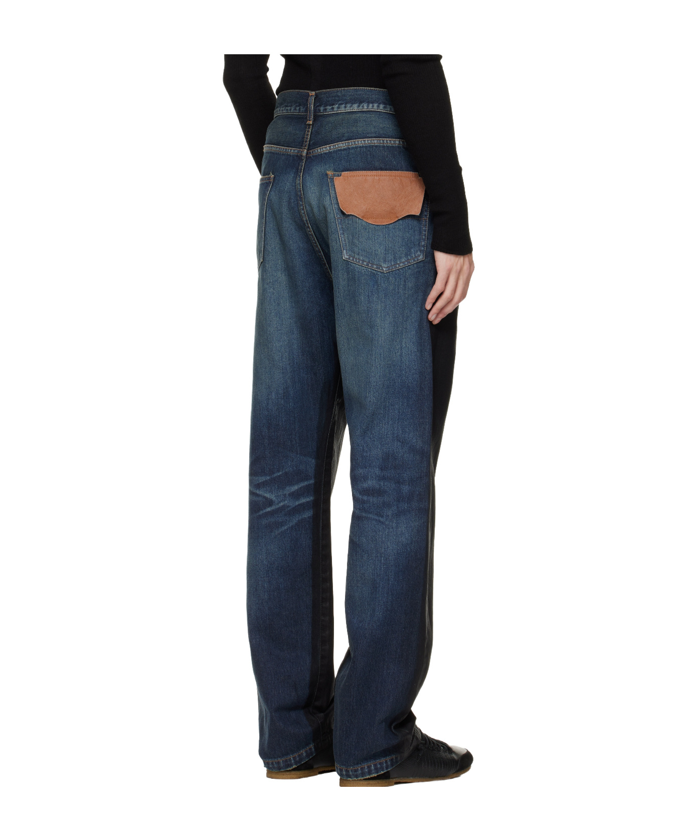 Miharayasuhiro Two-tone Coated Jeans In Black