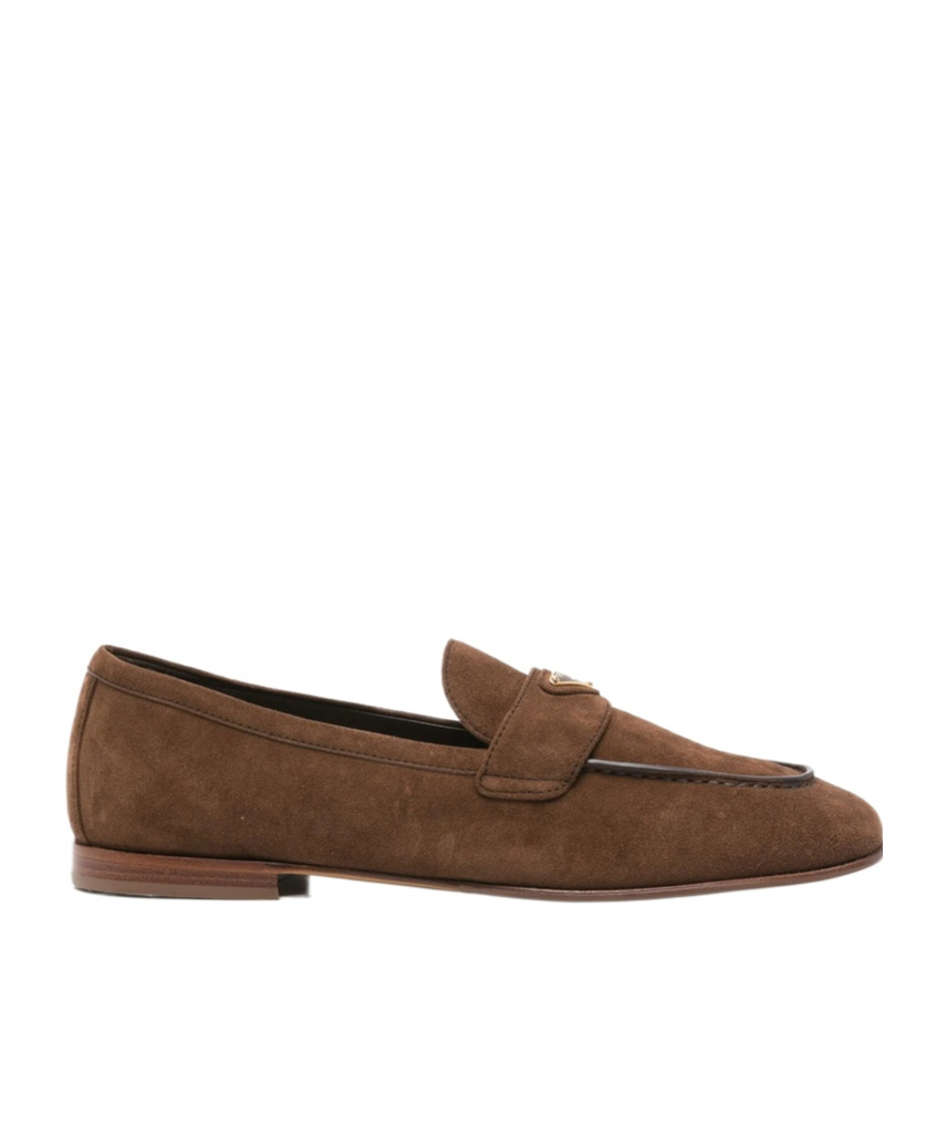 Prada Round Toe Loafers In Brown