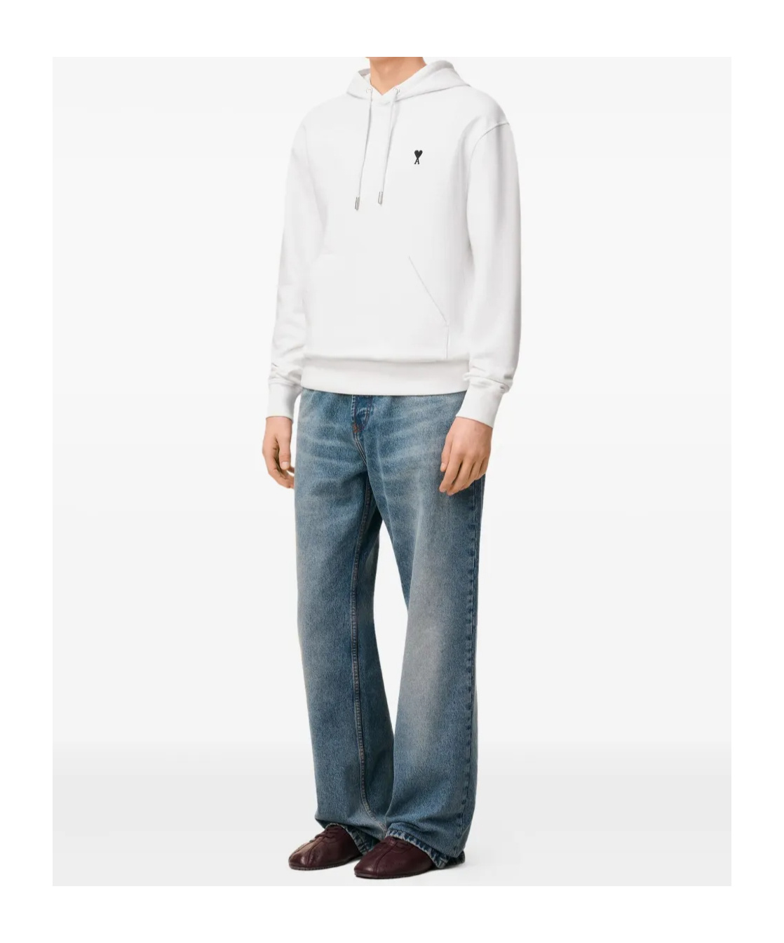 Ami Alexandre Mattiussi Long-sleeved Hooded Sweatshirt In White
