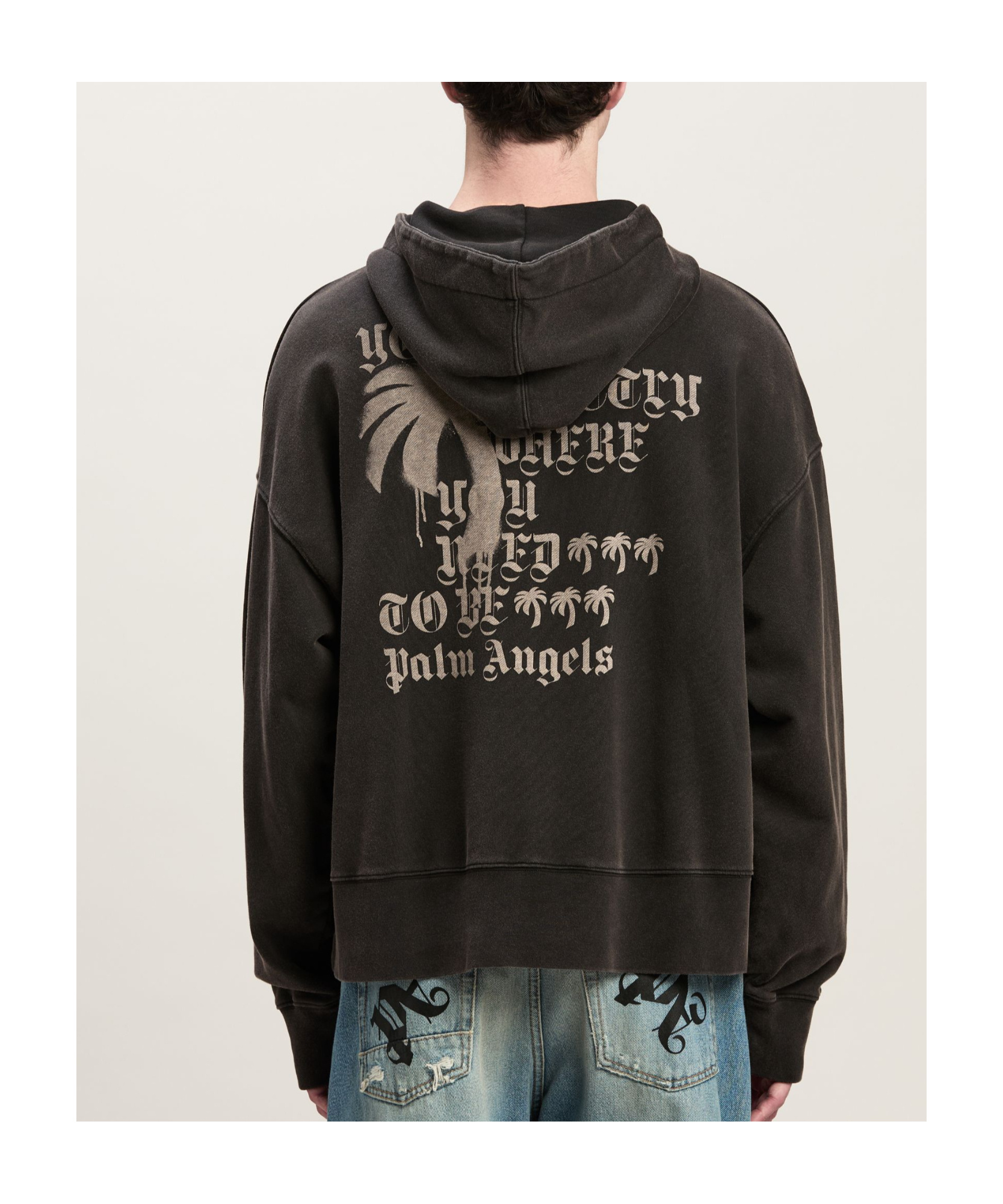 Palm Angels Statement Monogram Hooded Sweatshirt In Black