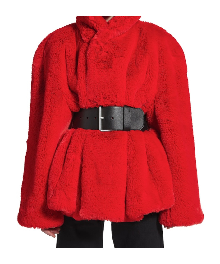 Balenciaga Faux Fur Jacket In Red
