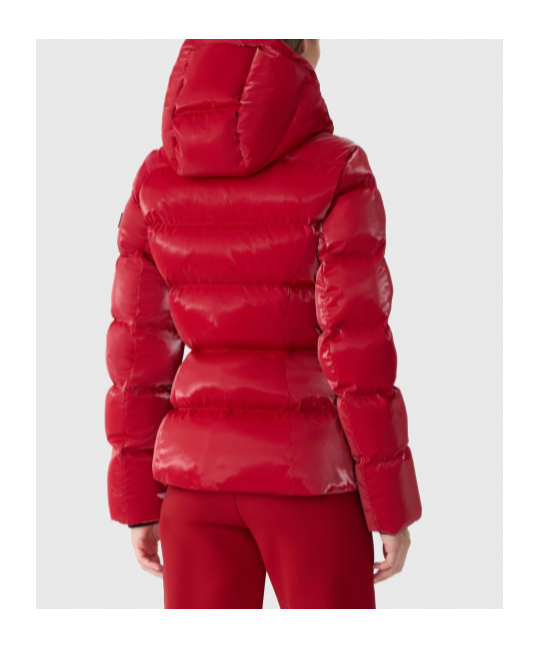 Mackage High-gloss Down Jacket With Removable Hood In Red