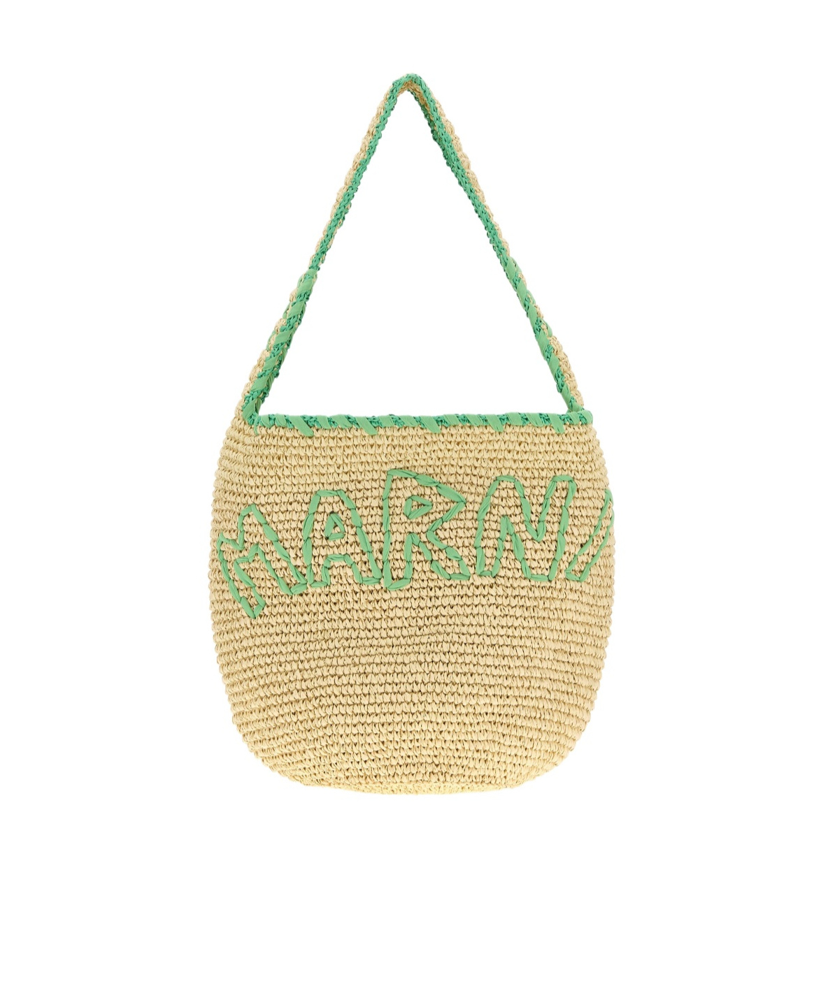 Marni Large Logo-embroidered Raffia Tote Bag In Neutral