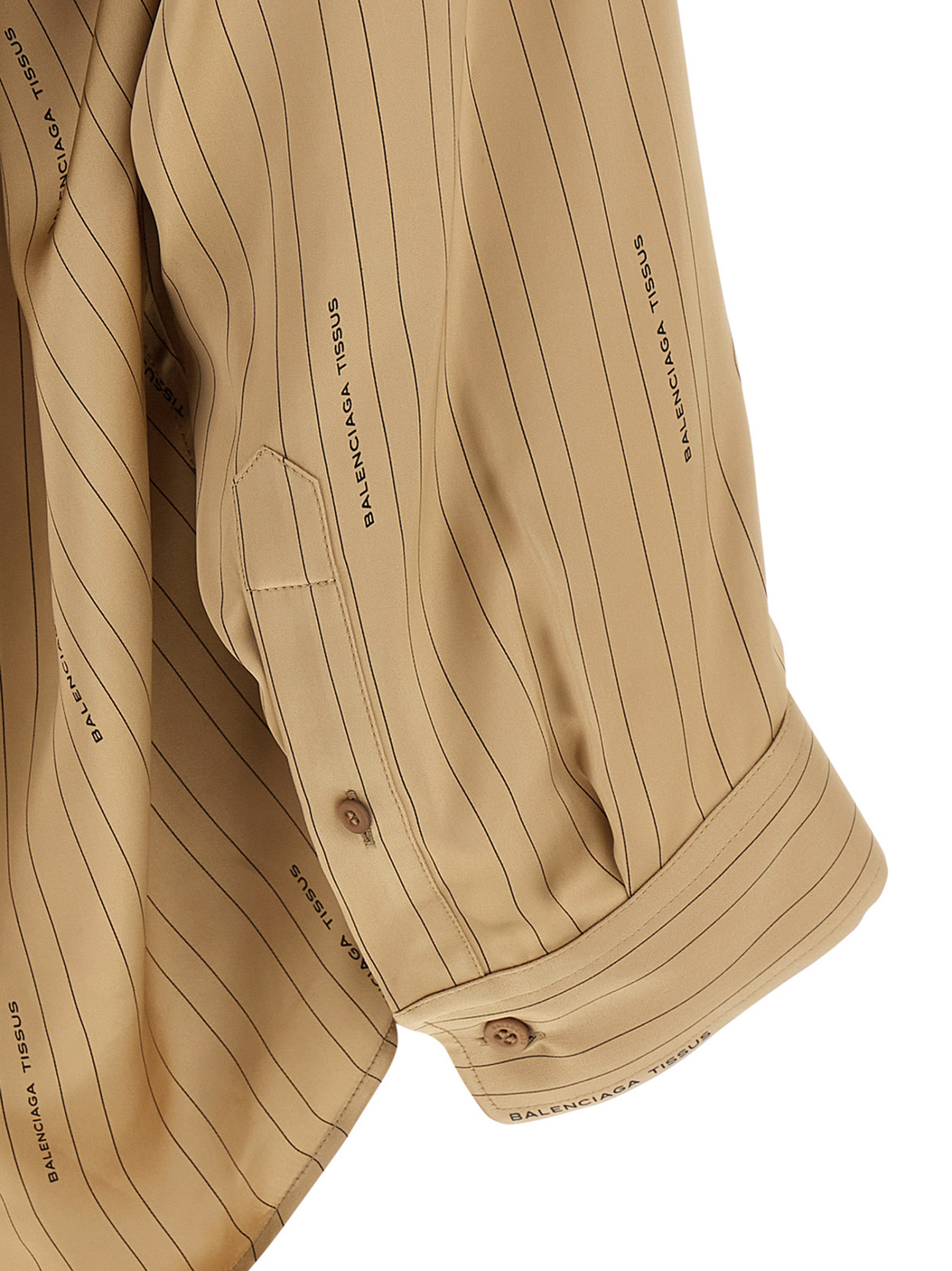 Balenciaga Satin Long-sleeved Striped Shirt In Brown