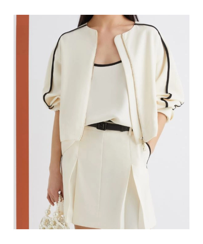 Marella Satin Bomber Jacket In White