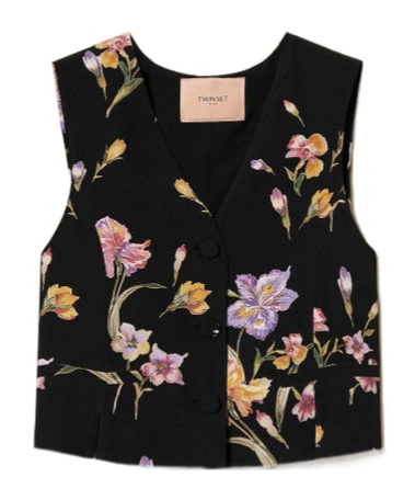 Shop Twinset Floral-print Waistcoat In Pink