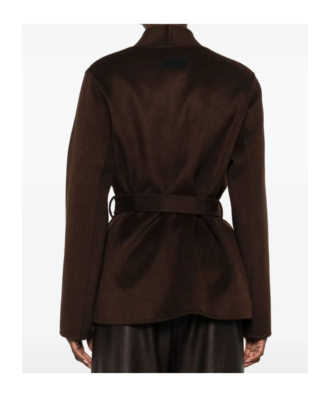Ermanno Firenze Belted Cropped Coat In Brown