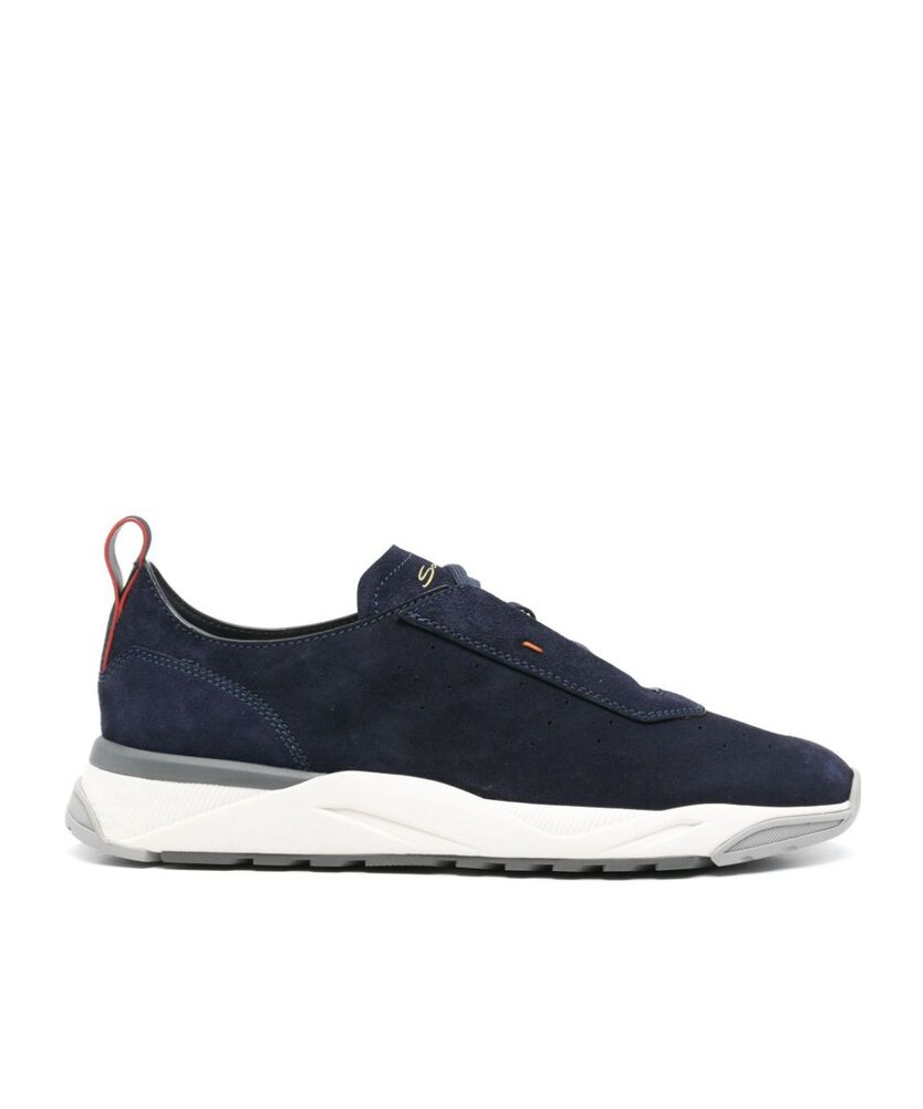 Santoni Suede Sneakers Contrast Sole In Black