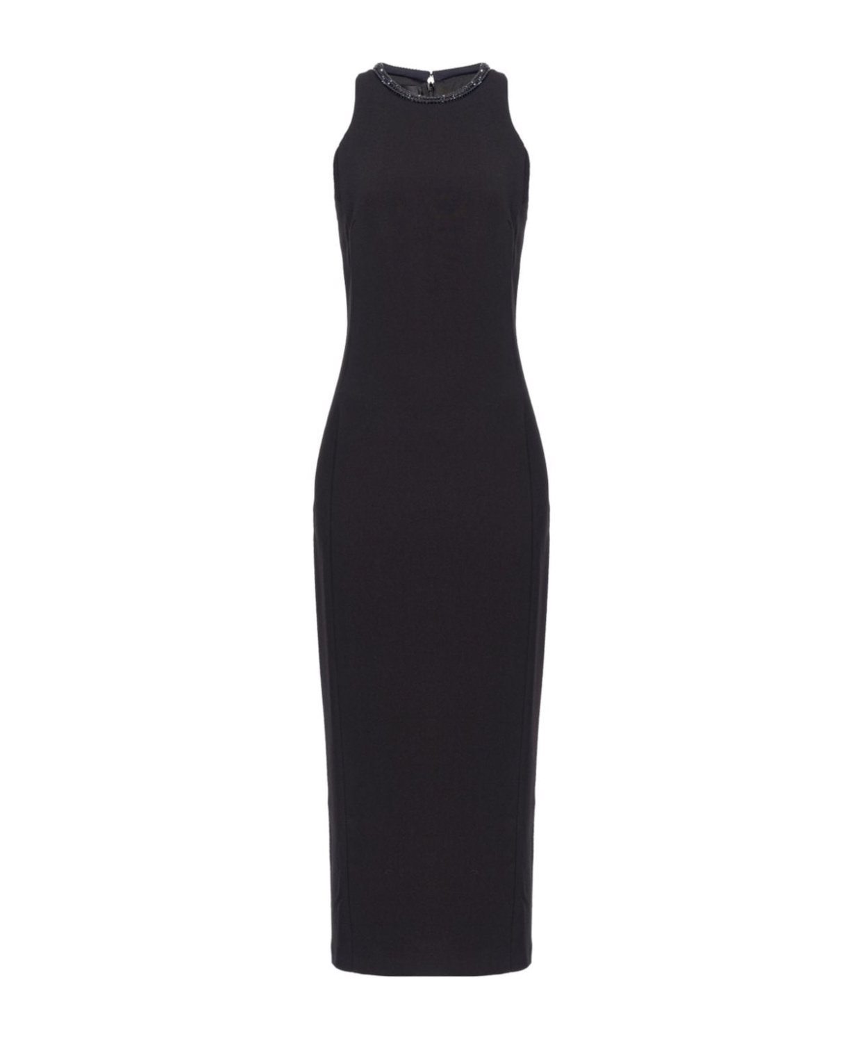 Pinko Beaded-trim Sleeveless Midi Dress In Black