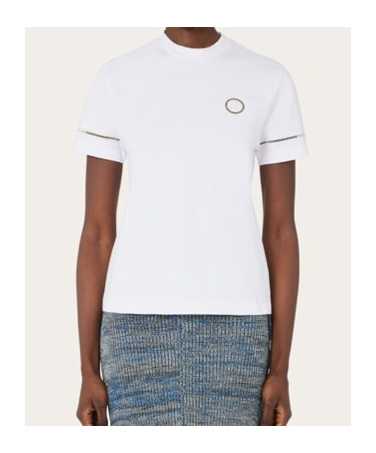 Ferragamo Ajour Sticker Short-sleeves T-shirt In White