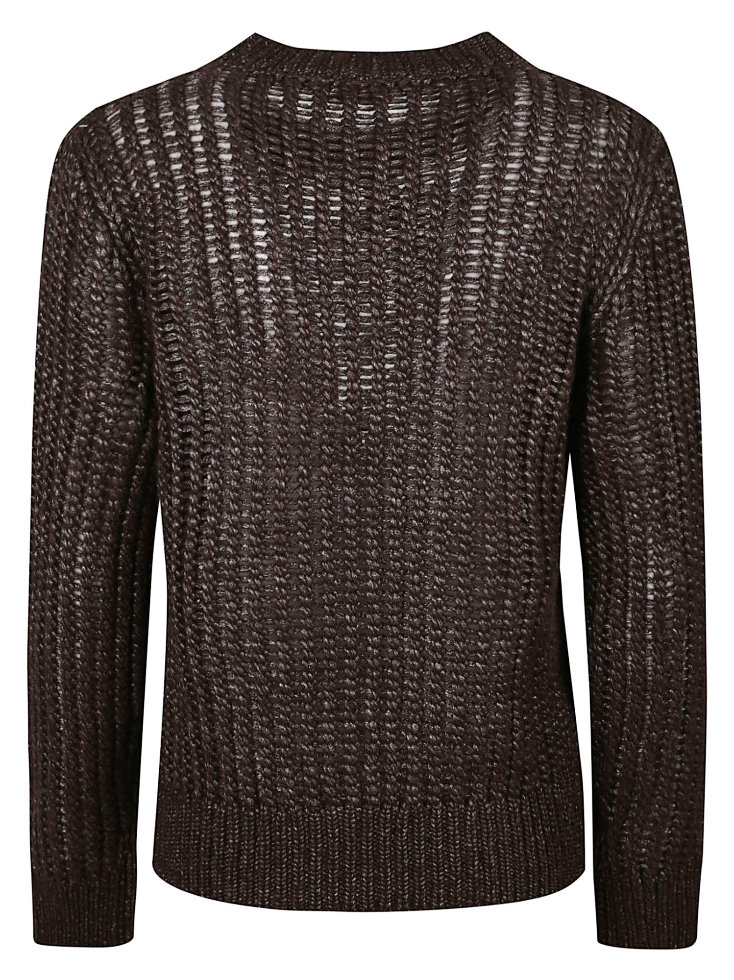 Peserico Round-neck Knit Sweater In Brown