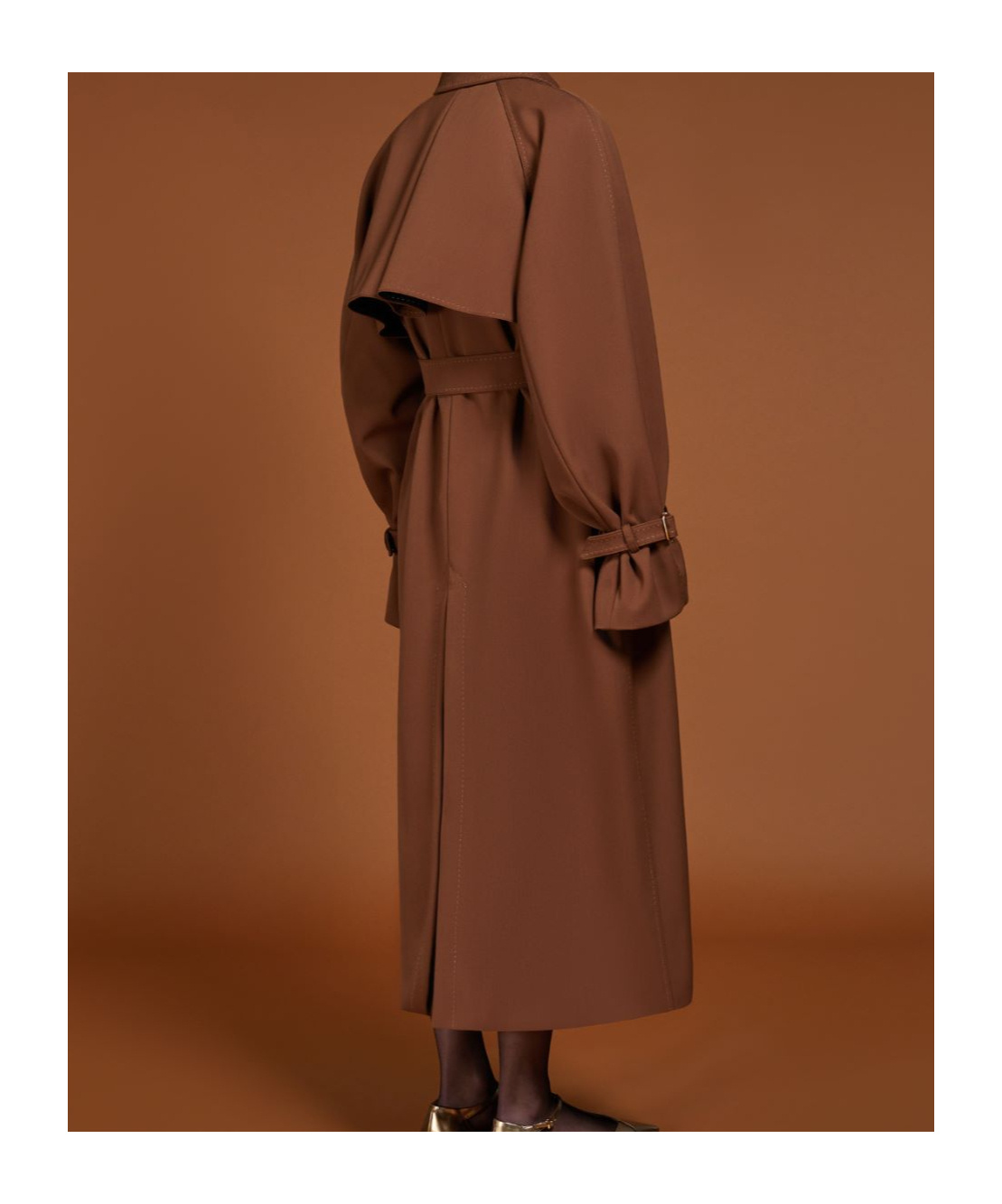 Max Mara Gabardine Trench Coat In Tobacco Color