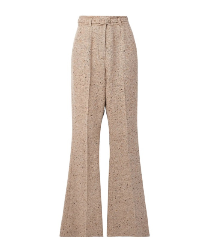 Gabriela Hearst Josh Wool And Cashmere-blend Flared Pants In Brown
